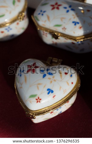 Colorful decorative objects in the shape of a heart