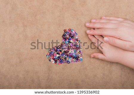Colorful decorative objects in the shape of a heart