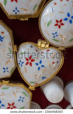 Colorful decorative objects in the shape of a heart