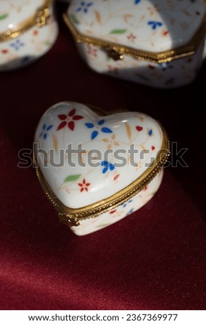 Colorful decorative objects in the shape of a heart