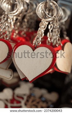 Colorful decorative objects in the shape of a heart