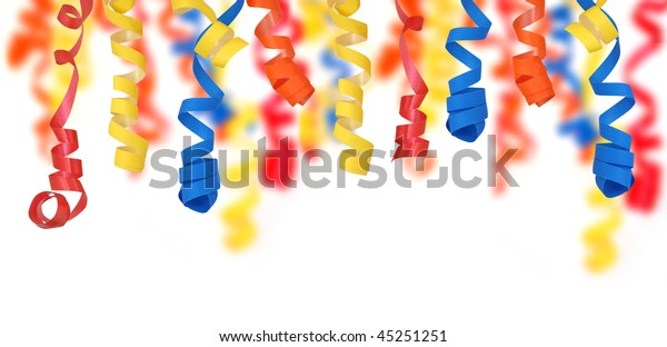 Colorful Decorative Party Streamer Swirls Hanging Stock Photo