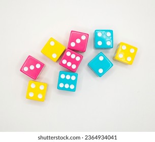 colorful dice on a white background  - Powered by Shutterstock