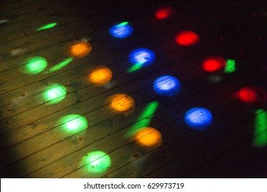 Colorful Disco Lights On The Dance Floor At A Discotheque Without People