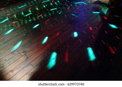 Colorful Disco Lights On The Dance Floor At A Discotheque Without People