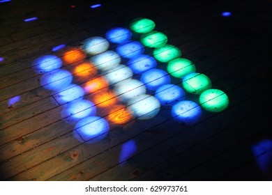 Colorful Disco Lights On The Dance Floor At A Discotheque Without People