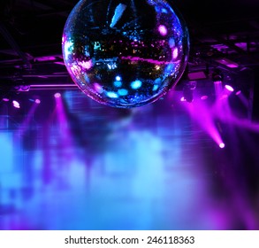 Colorful Disco Mirror Ball Lights Night Club Background