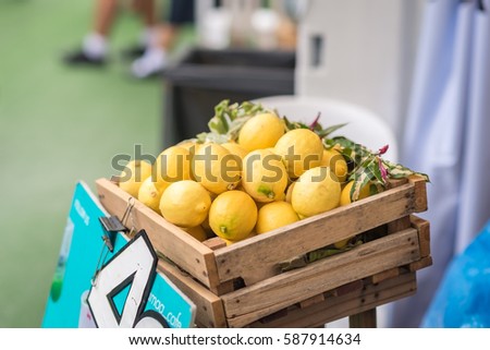 Colorful Display Of Lemons In Market Stock photo © 