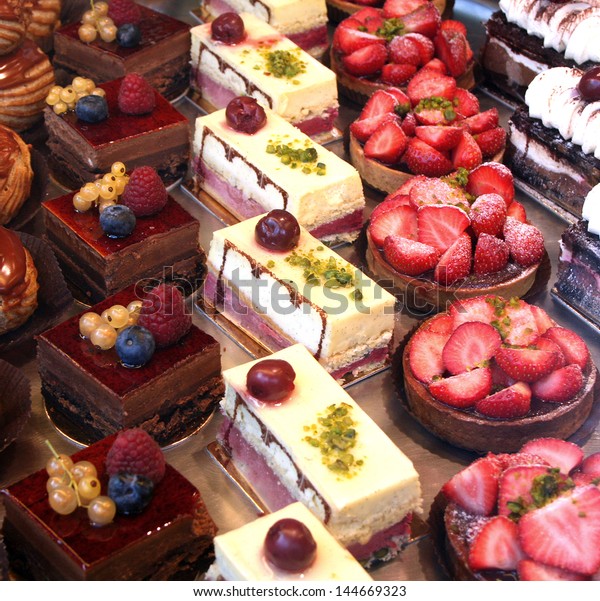 Colorful Display Pastries Topped Fruits Shallow Stock Photo (Edit Now ...