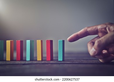 Colorful Dominoes And Male Hand