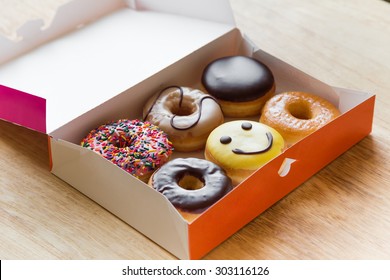 Colorful Donuts In Box