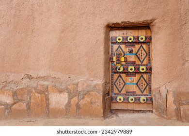 Colorful door of Ushaiger heritage village in Saudi Arabia