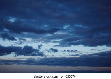 colorful dramatic sky with cloud . Evening dark blue background