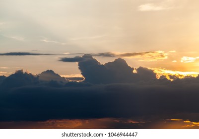 colorful dramatic sky with cloud at sunset.