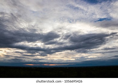 colorful dramatic sky with cloud at sunset.