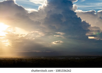 colorful dramatic sky with cloud at sunset.