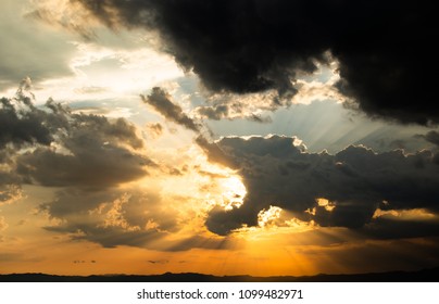 colorful dramatic sky with cloud at sunset.