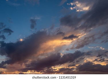 colorful dramatic sky with cloud at sunset
