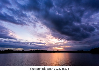 colorful dramatic sky with cloud at sunset