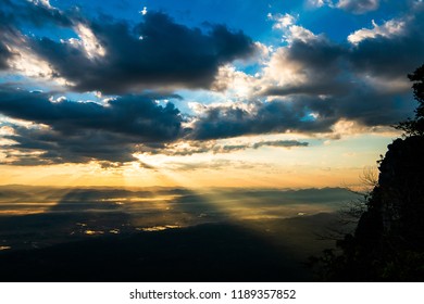 colorful dramatic sky with cloud at sunset.