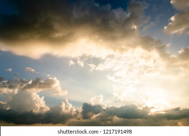 colorful dramatic sky with cloud at sunset.