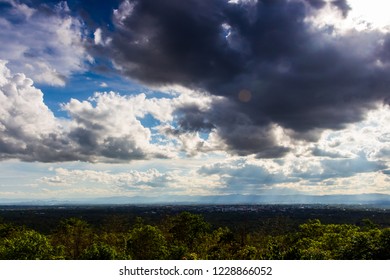 colorful dramatic sky with cloud at sunset.