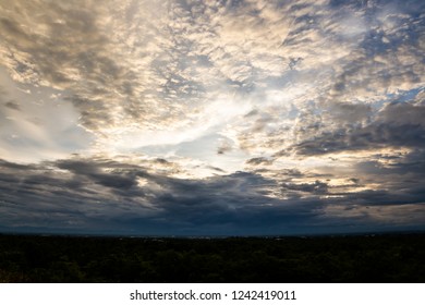 colorful dramatic sky with cloud at sunset.