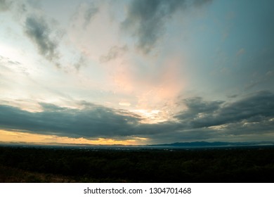 colorful dramatic sky with cloud at sunset