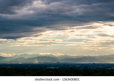 colorful dramatic sky with cloud at sunset