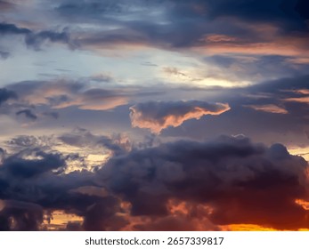 colorful dramatic sky with cloud at sunset.Sky background.Sky with clouds at sunset.