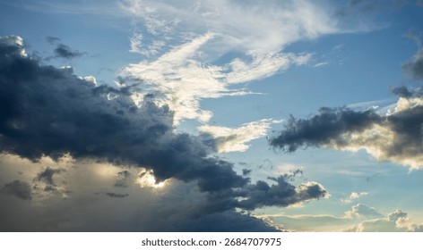 colorful dramatic sky with cloud at sunset