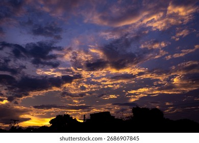 Colorful dramatic sky with cloud at sunset.Sky with clouds at sunset.