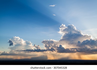 colorful dramatic sky with cloud at sunset
