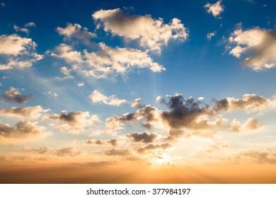 colorful dramatic sky with cloud at sunset