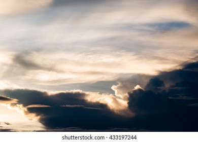colorful dramatic sky with cloud at sunset