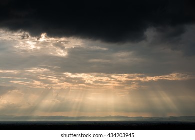 colorful dramatic sky with cloud at sunset