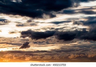 colorful dramatic sky with cloud at sunset
