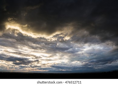 colorful dramatic sky with cloud at sunset