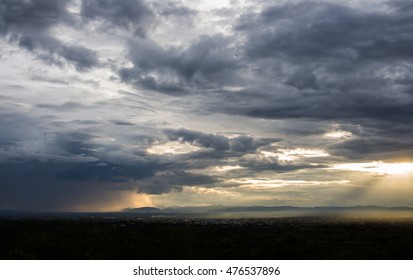 colorful dramatic sky with cloud at sunset