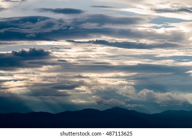 colorful dramatic sky with cloud at sunset