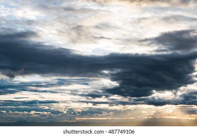 colorful dramatic sky with cloud at sunset
