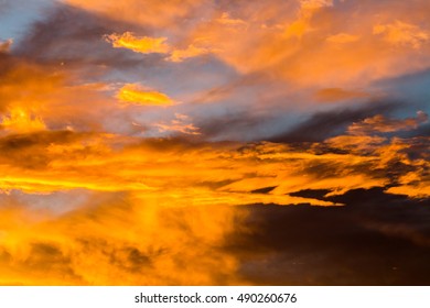 colorful dramatic sky with cloud at sunset