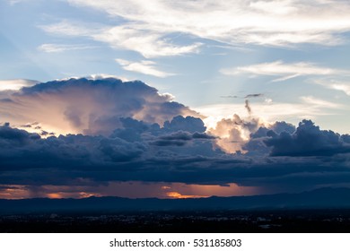 colorful dramatic sky with cloud at sunset
