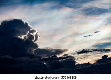 colorful dramatic sky with cloud at sunset
