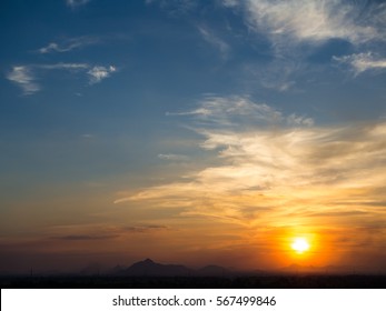colorful dramatic sky with cloud at sunset