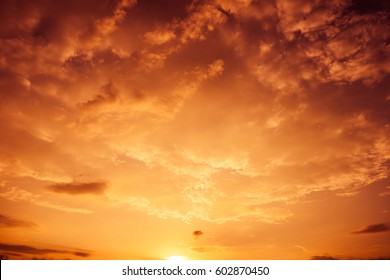 Colorful Dramatic Sky With Cloud At Sunset