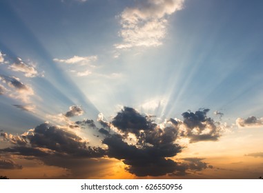 colorful dramatic sky with cloud at sunset
