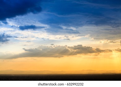 colorful dramatic sky with cloud at sunset