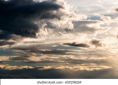 colorful dramatic sky with cloud at sunset