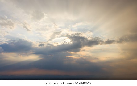 colorful dramatic sky with cloud at sunset